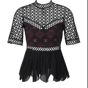 Pinko High Neck Embroidered Illusion Top